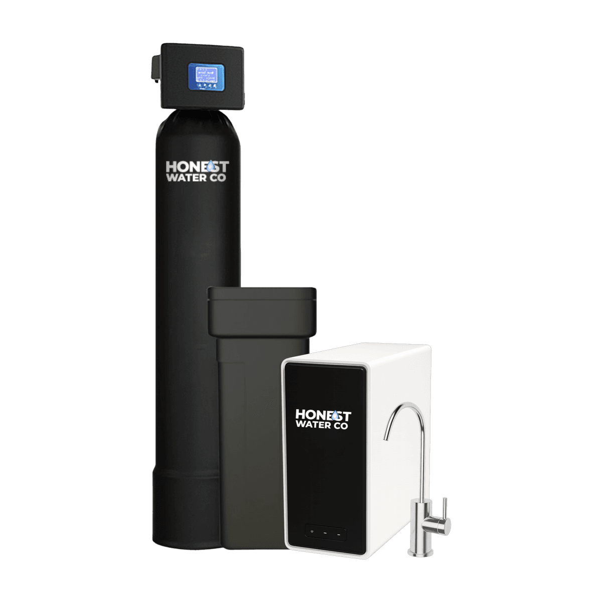 Honest Water Co XL whole-home softener and filtration system with brine tank and drinking water unit