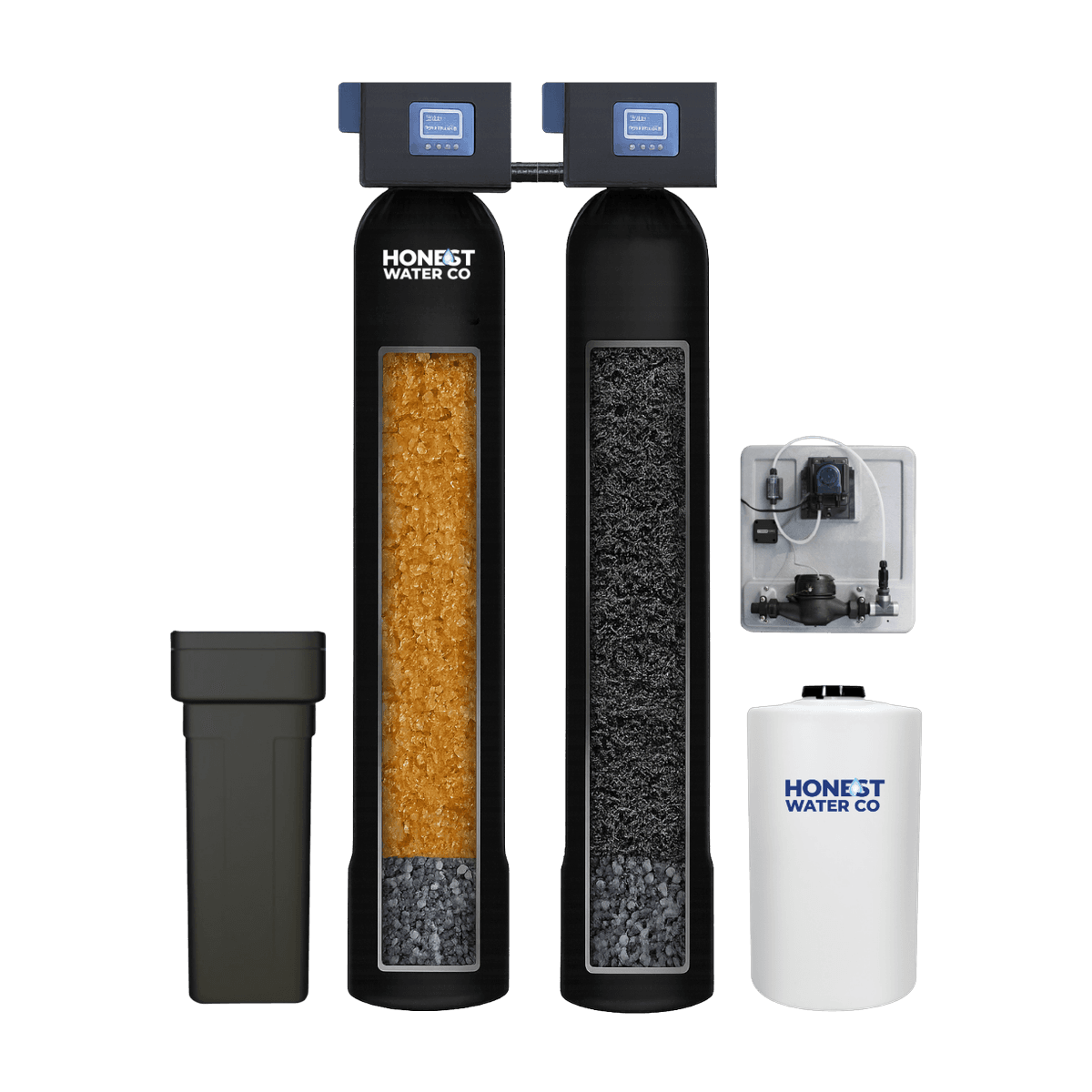 The complete XL system with brine tank and accessories